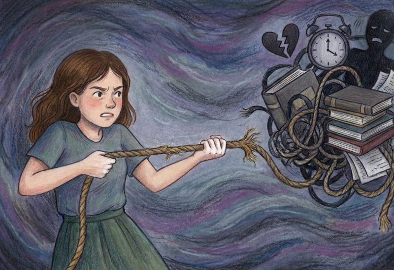 Quando ela soltou a corda